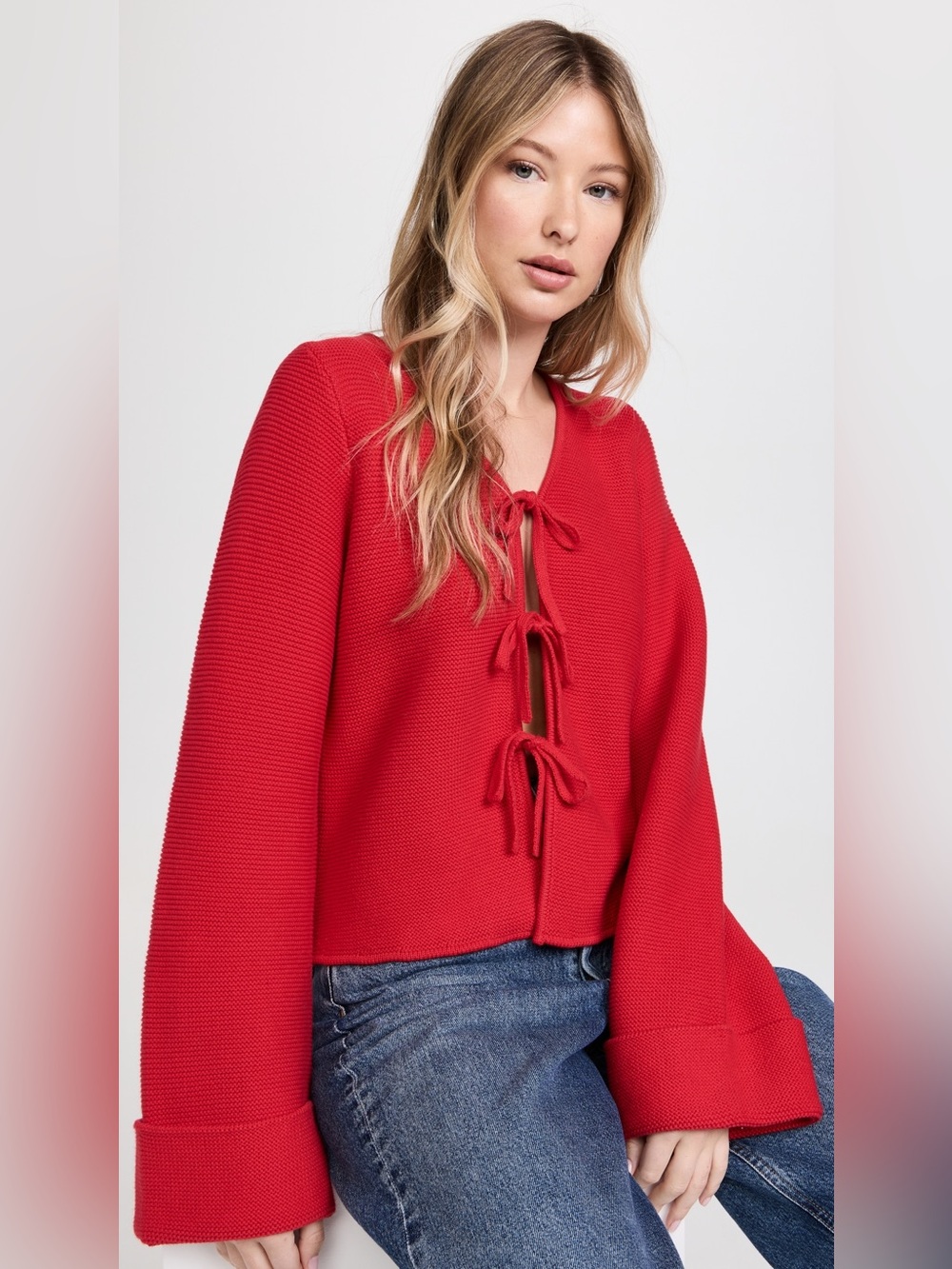 Aligne Nadia red tie cardigan